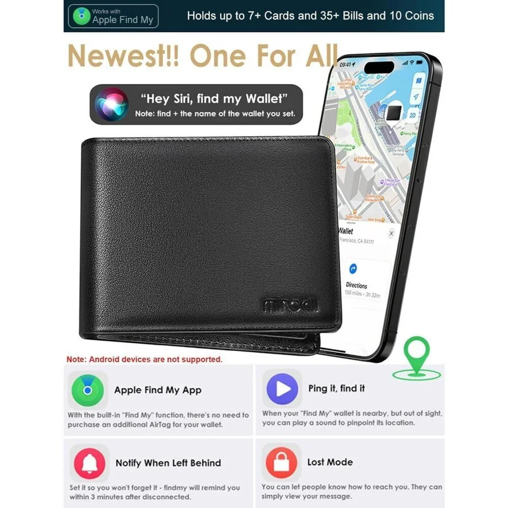 Men's Black Real Leather Design Smart Bifold Blocking Wallet Card Classic